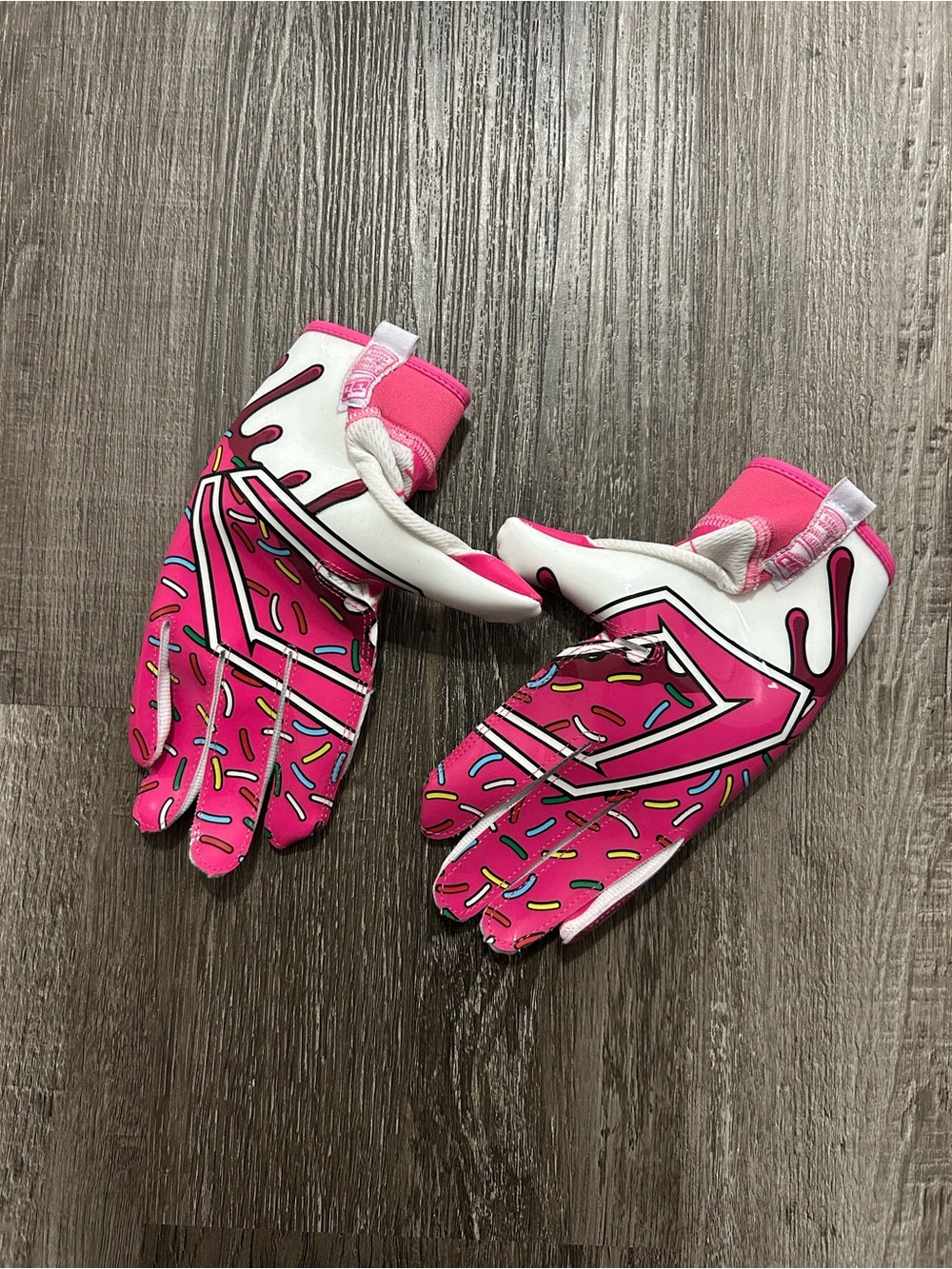 cutters pink sprinkle football receiver gloves youth